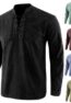 Solid-Color-t-shirt-for-Men-Casual-Long-Sleeve-Tees-Tops-Men-Vintage-Lace-Up-Stand